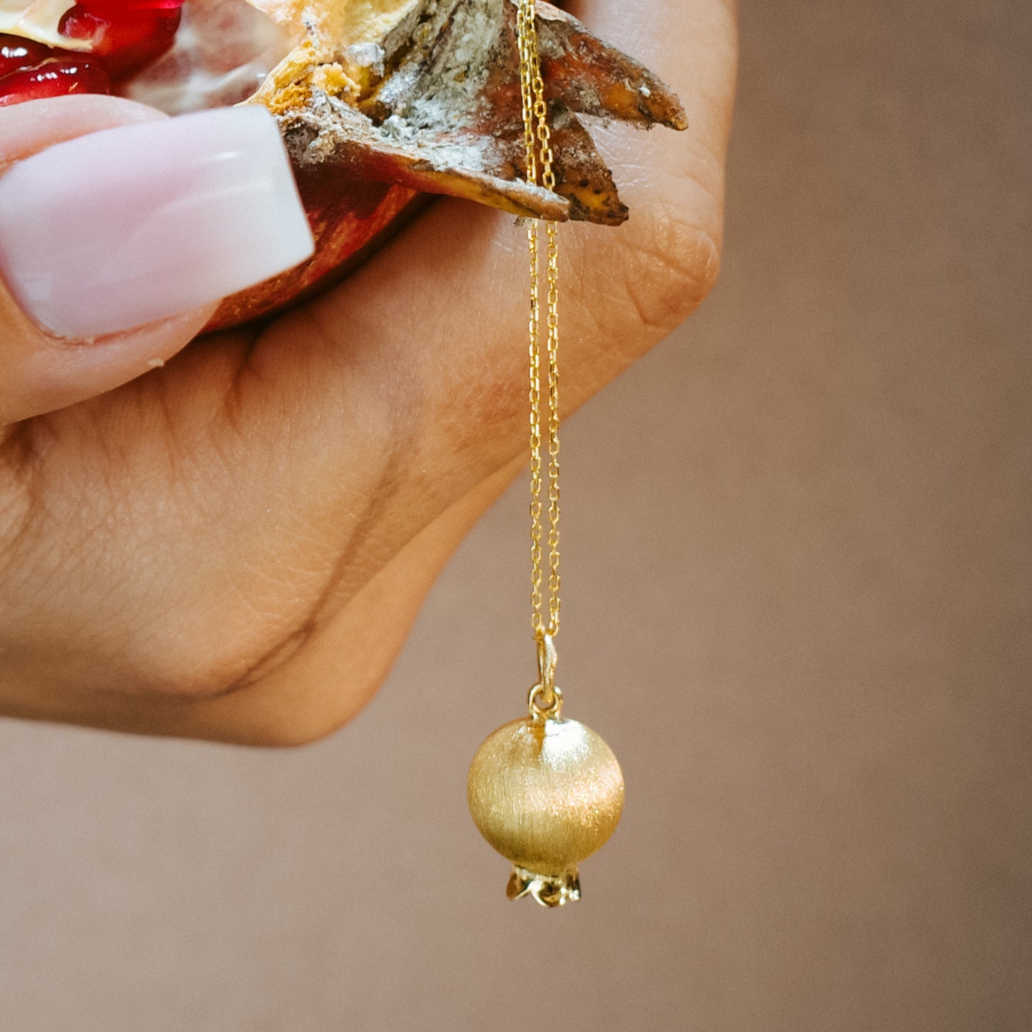 Gold Pomegranate Pendant Necklace