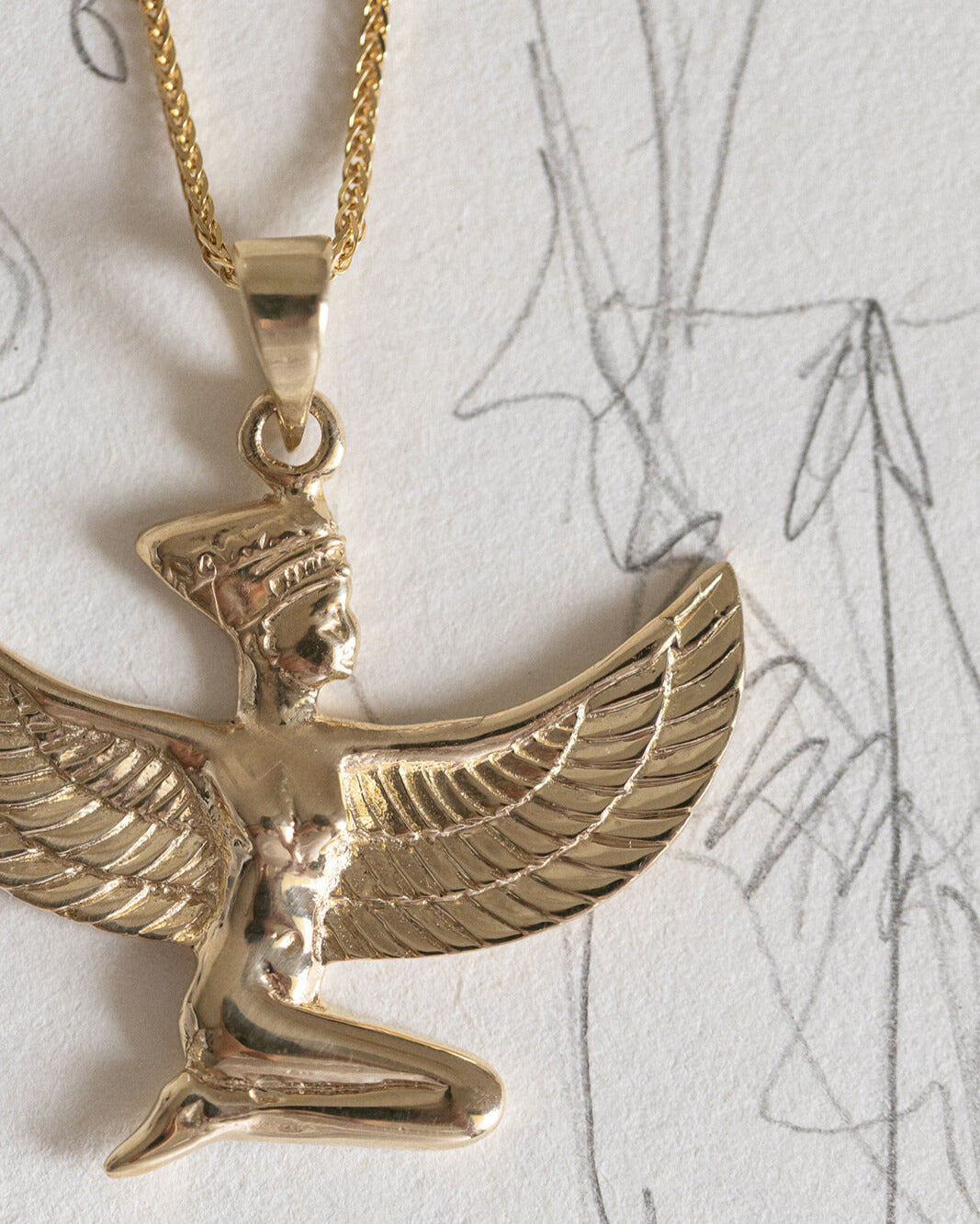 Golden goddess "Isida" necklace