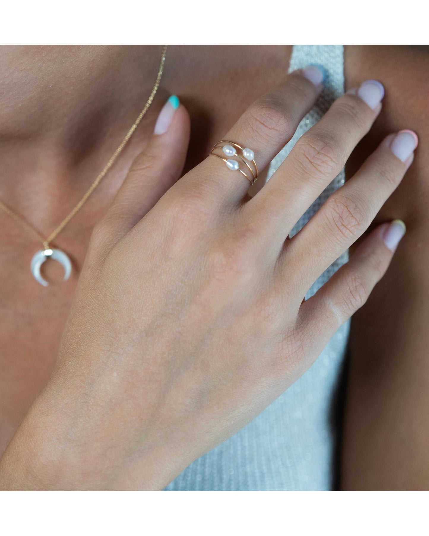 Triple multiwire Pearl ring