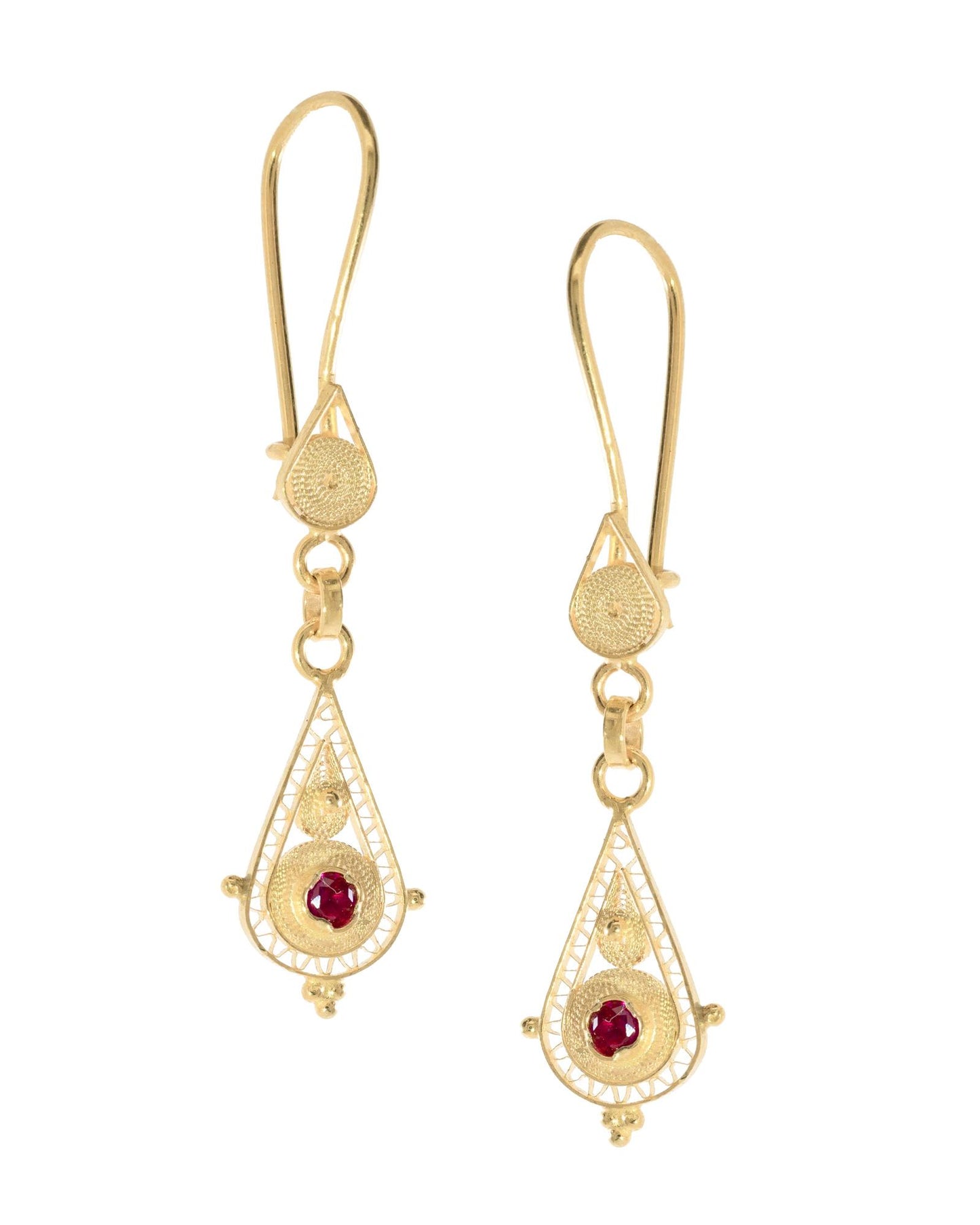 Traditional Drop Filigree Earrings - Trifouri