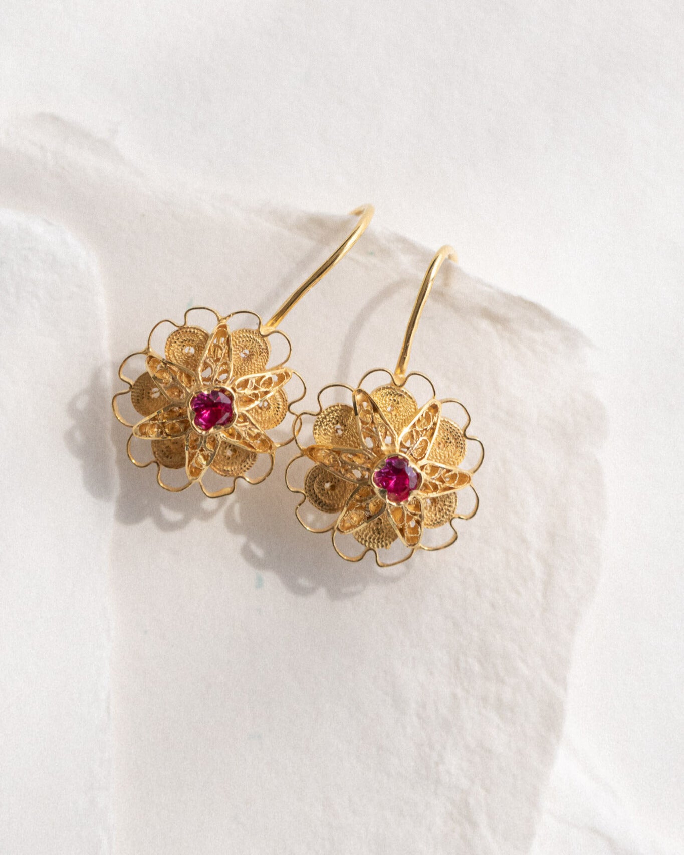 Traditional Flower Filigree Earrings-Trifouri