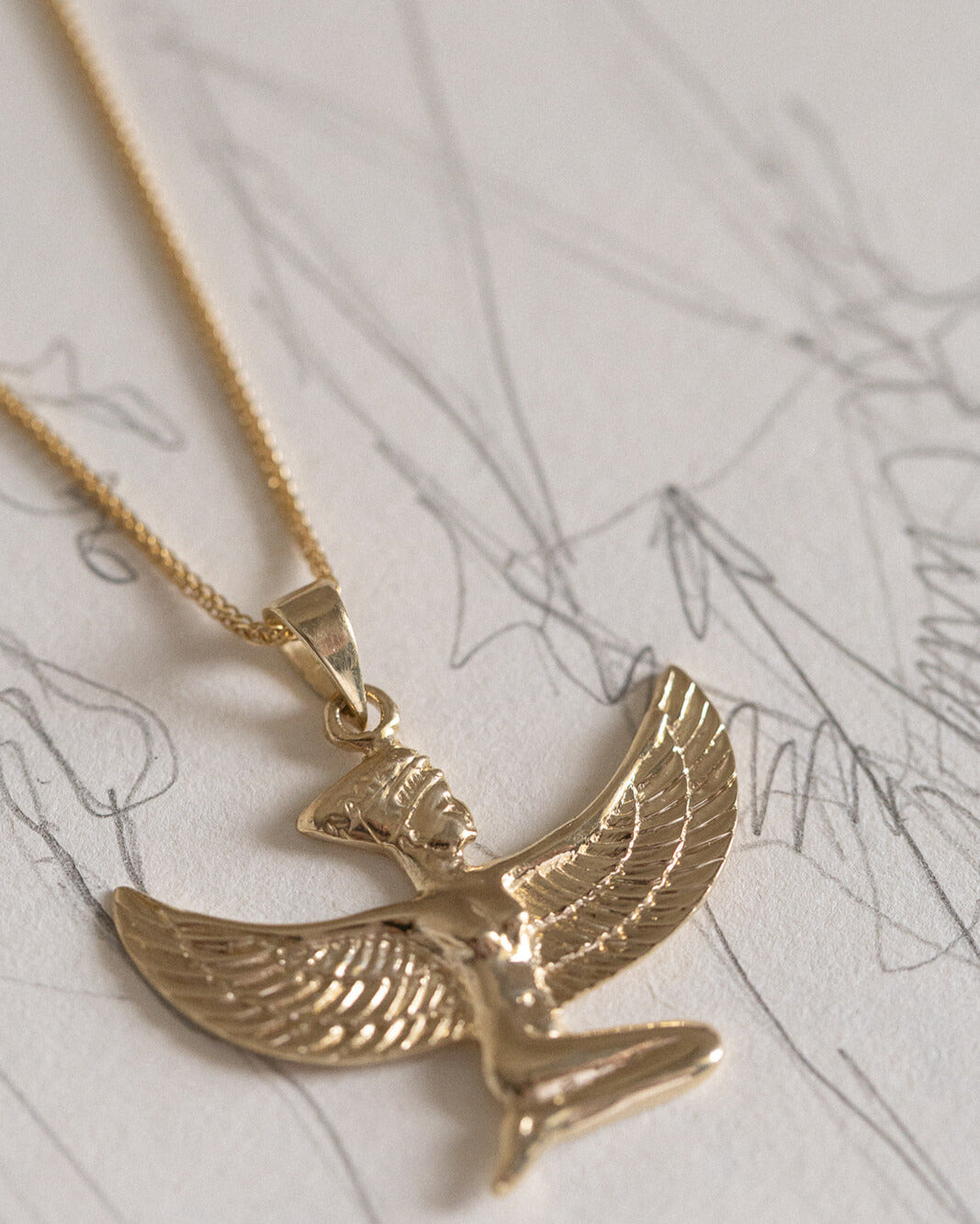 Golden goddess "Isida" necklace