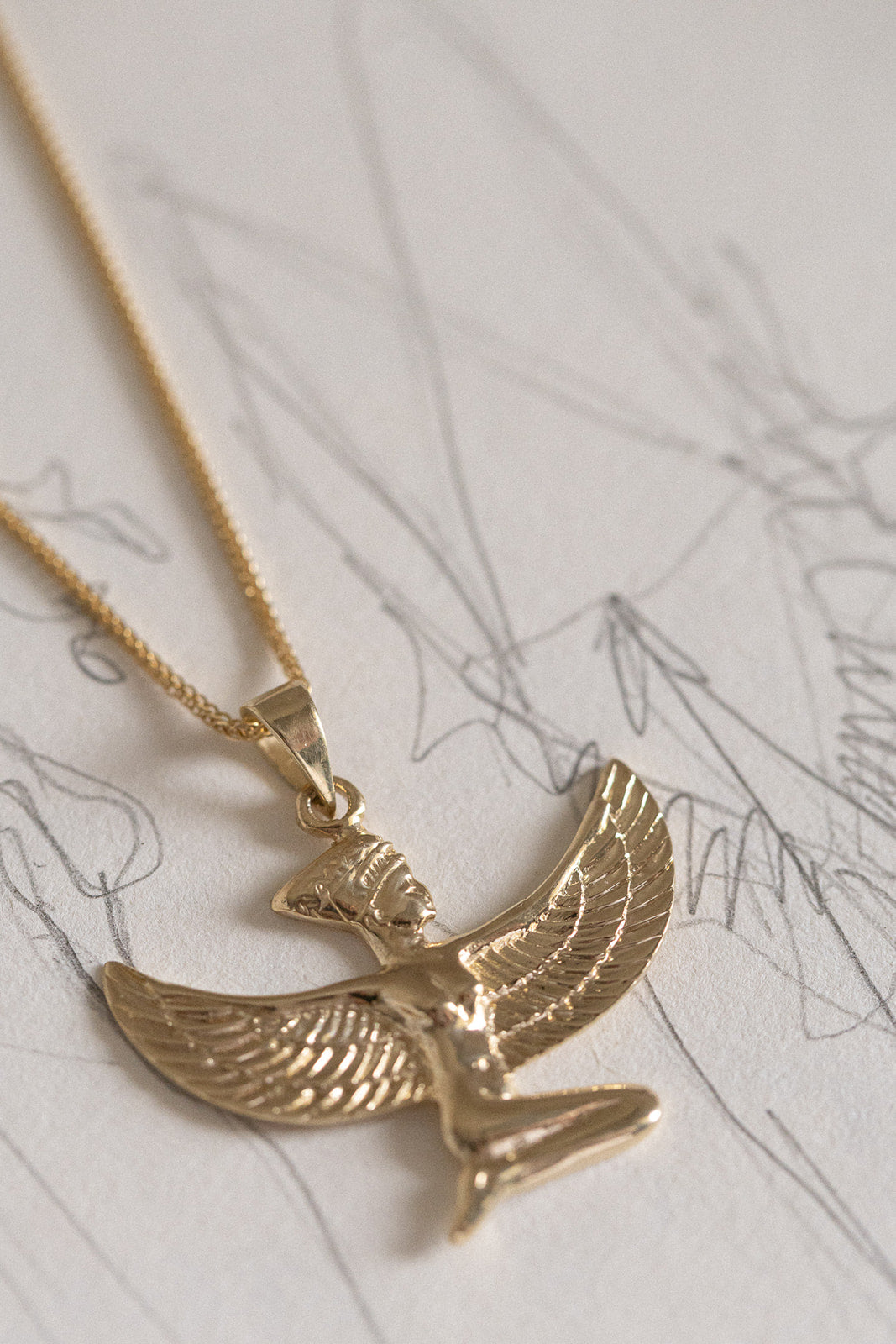 Golden goddess "Isida" necklace