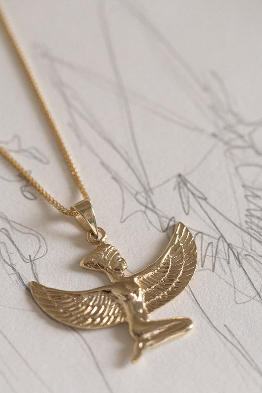 Golden goddess "Isida" necklace