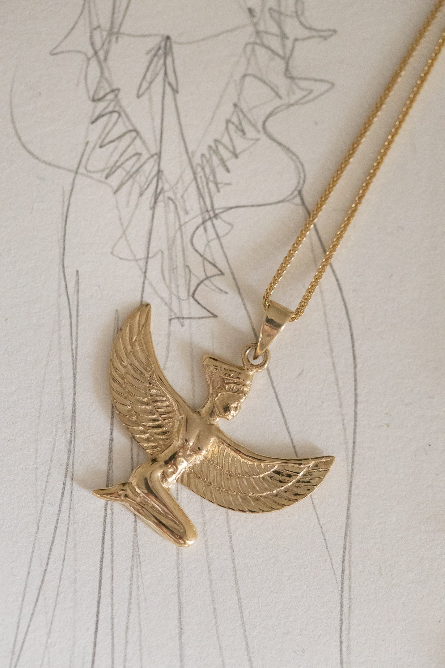 Winged goddess "Isida" necklace