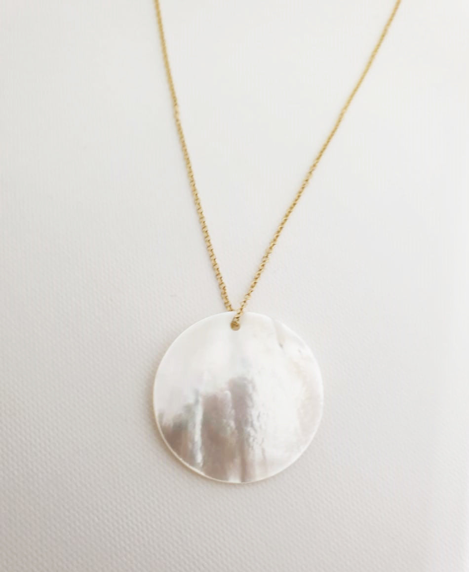 Mother of Pearl Disc Necklace