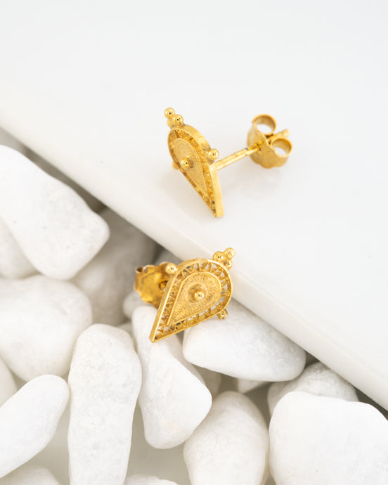 Traditional Filigree Tear Stud Earrings-Trifouri
