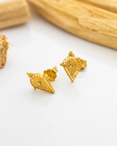 Traditional Filigree Tear Stud Earrings-Trifouri