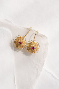 Traditional Flower Filigree Earrings-Trifouri