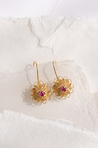 Traditional Flower Filigree Earrings-Trifouri
