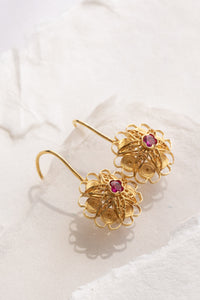 Traditional Flower Filigree Earrings-Trifouri