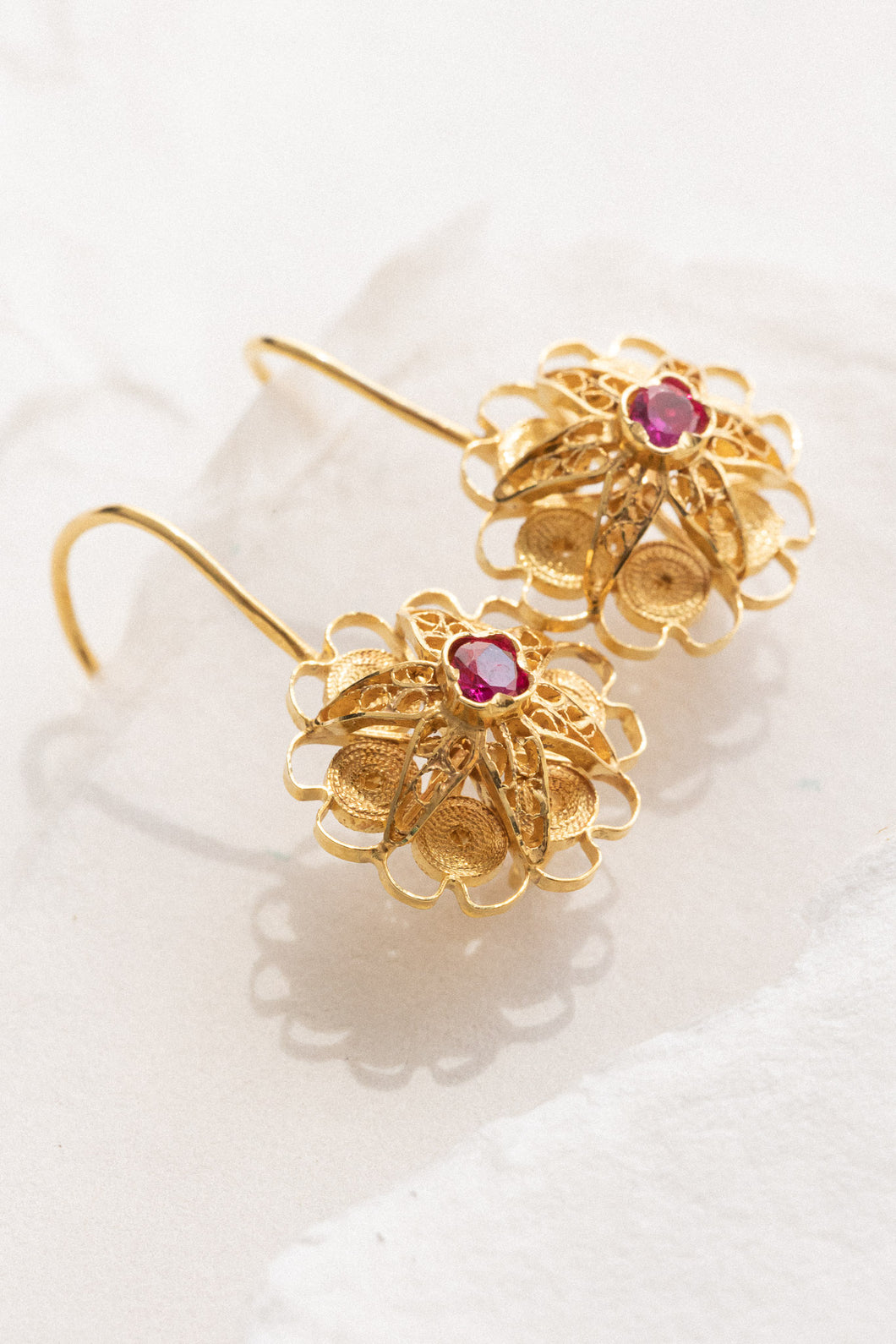 Traditional Flower Filigree Earrings-Trifouri